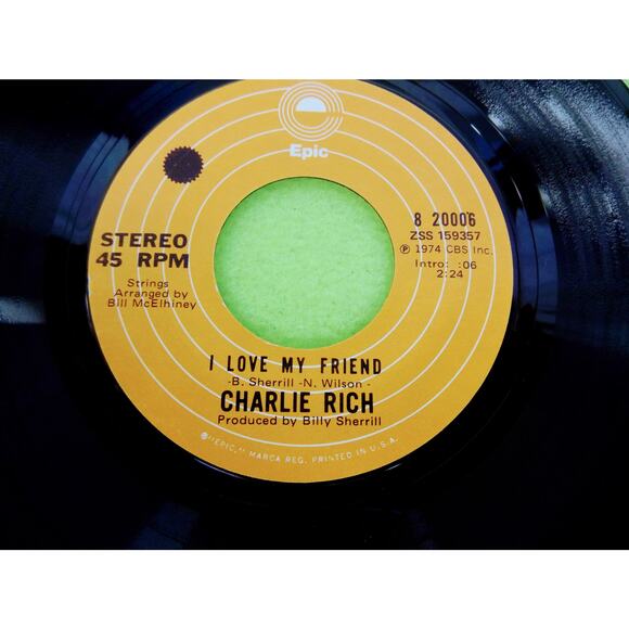 Charlie Rich - Why Oh Why / I Love My Friend - 1974 - 45rpm Vinyl Record‎ Single - Picture 4 of 5